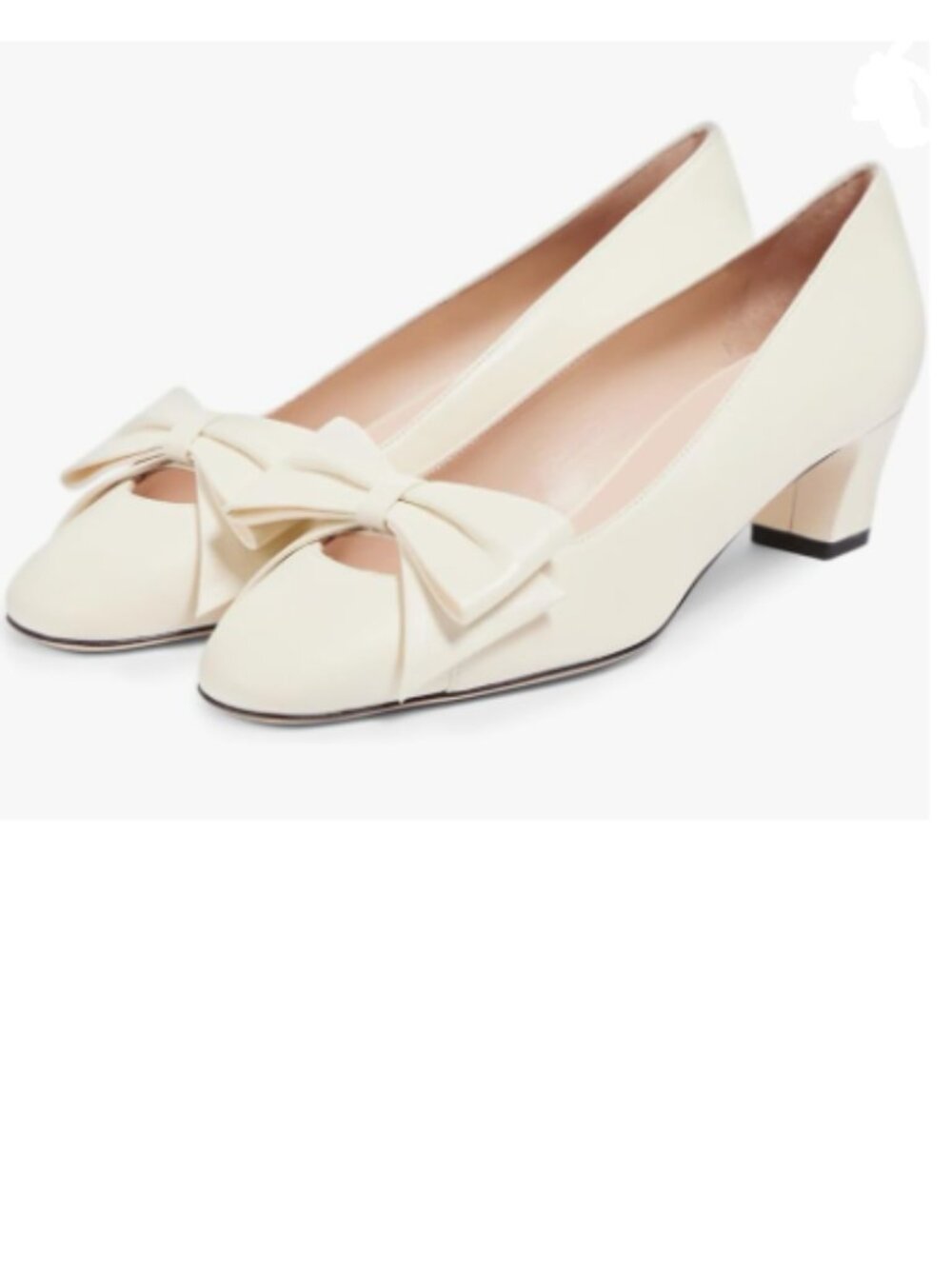 YDN Beige Bowknot Slip On Pumps Square Toe Chunky Block Low Heels Dressy Shoes
